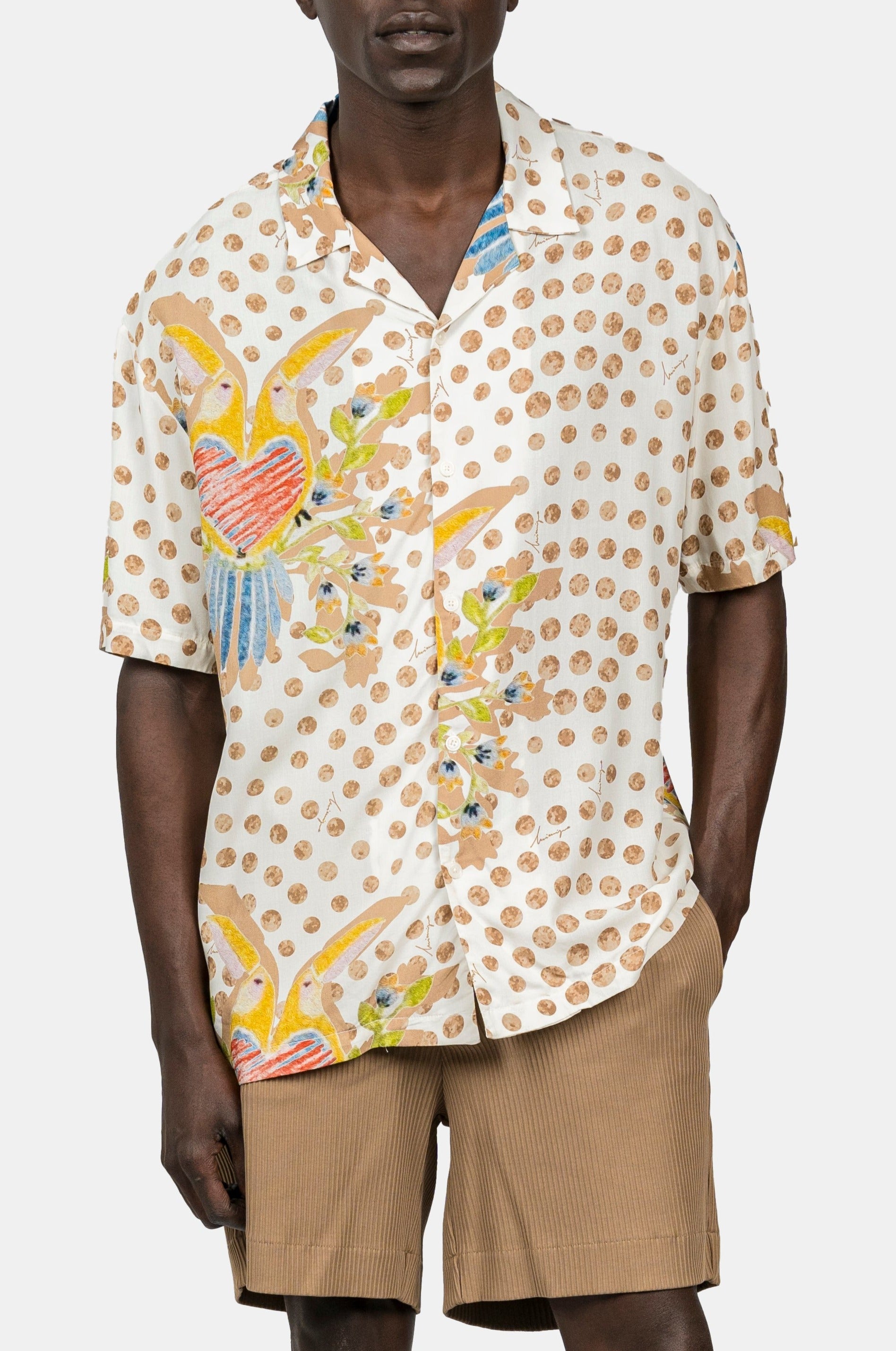 INIMIGO HEART BIRDS ALL OVER BUTTON SHIRT FRONT