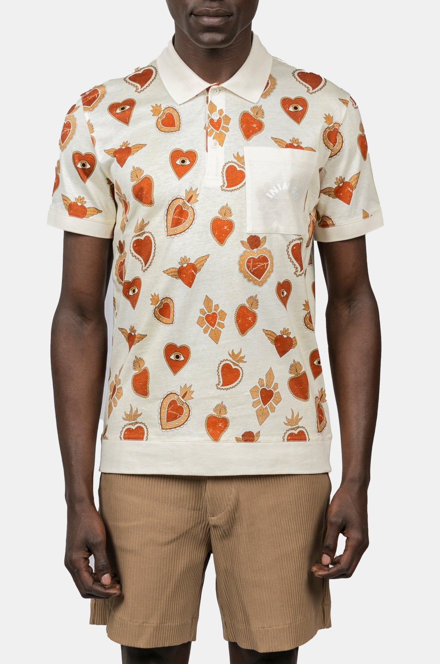 MEXICAN HEARTS JERSEY BEIGE POLO FRONT