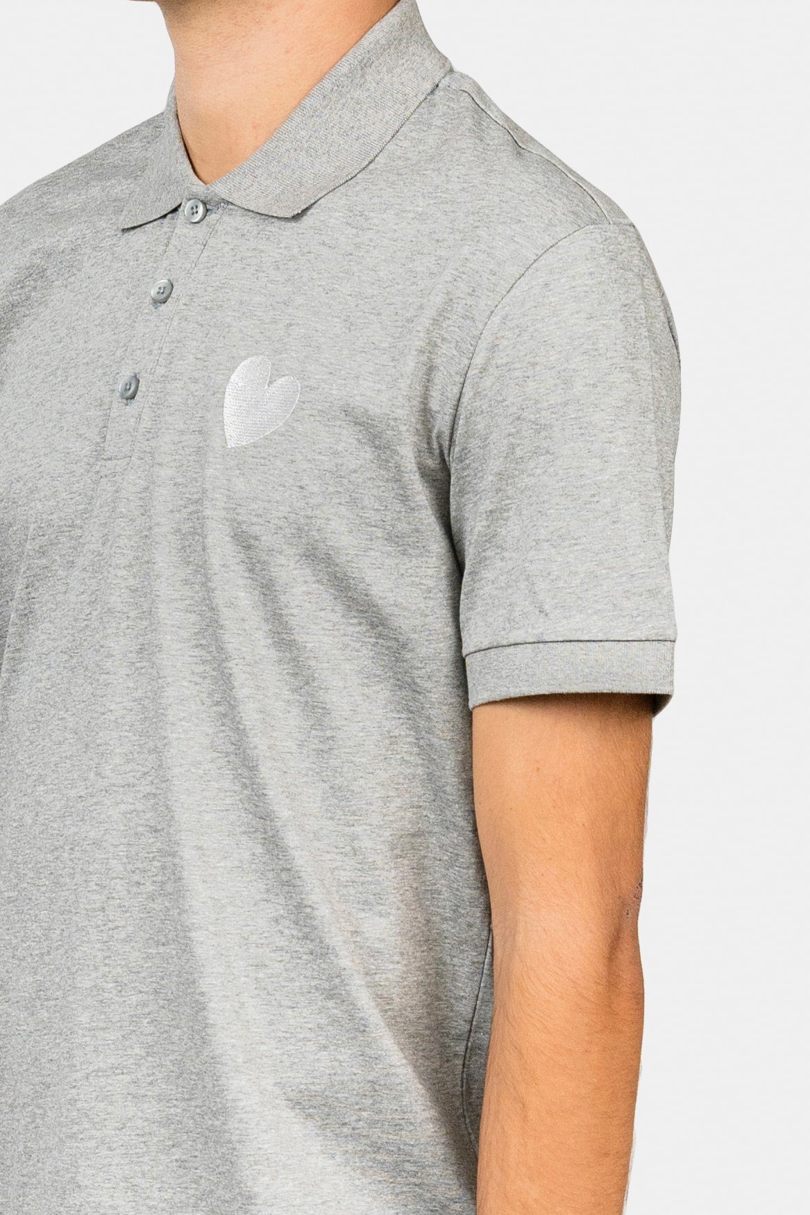 Classic Embroidery Heart Jersey Gray Polo