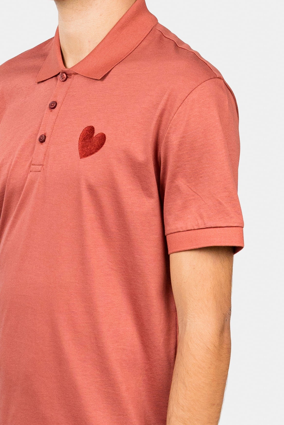 Classic Embroidery Heart Jersey Red Ochre Polo