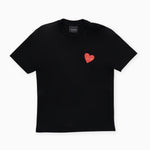 INIMIGO T-SHIRT BLACK WITH RED HEART FRONT FLAT