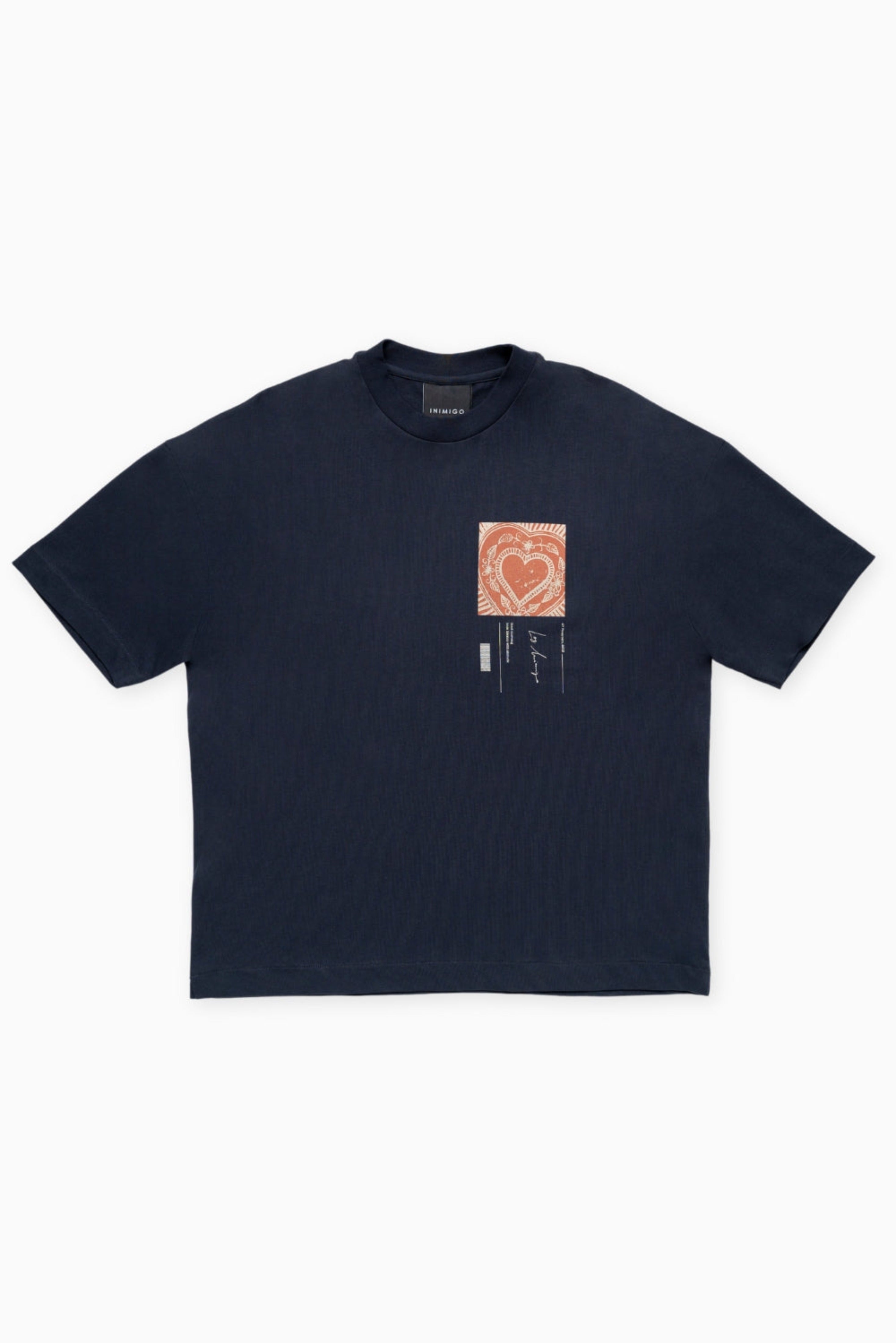 INIMIGO HEART POSTCARD COMFORT BLUE NAVY T-SHIRT