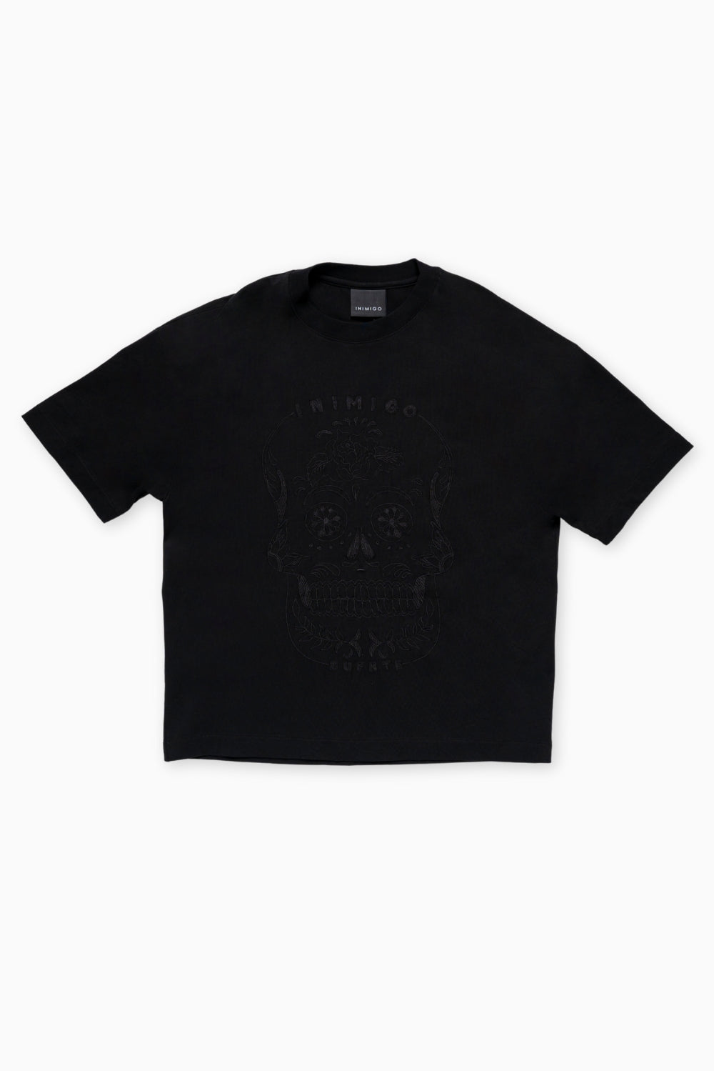 INIMIGO SKULL OVERSIZED BLACK T-SHIRT FLAT